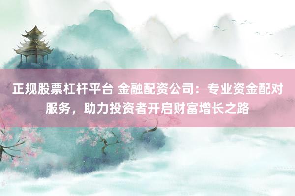 正规股票杠杆平台 金融配资公司：专业资金配对服务，助力投资者开启财富增长之路