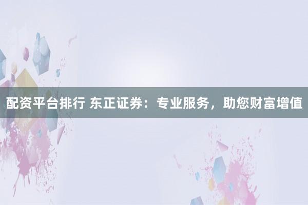 配资平台排行 东正证券：专业服务，助您财富增值
