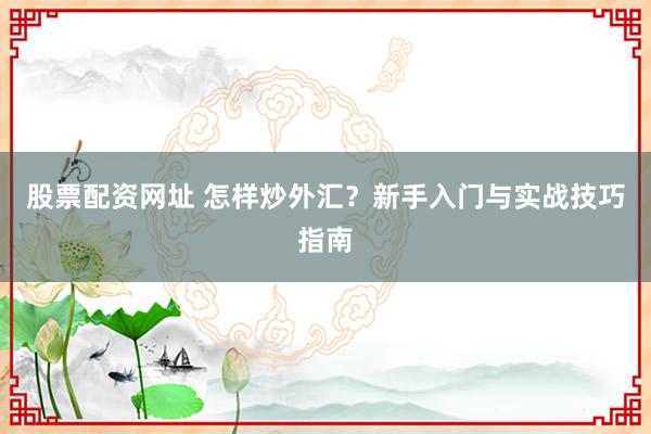 股票配资网址 怎样炒外汇？新手入门与实战技巧指南