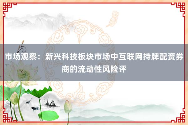 市场观察：新兴科技板块市场中互联网持牌配资券商的流动性风险评