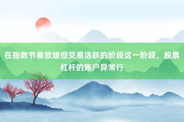 在指数节奏放缓但交易活跃的阶段这一阶段，股票杠杆的账户异常行