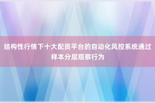 结构性行情下十大配资平台的自动化风控系统通过样本分层观察行为